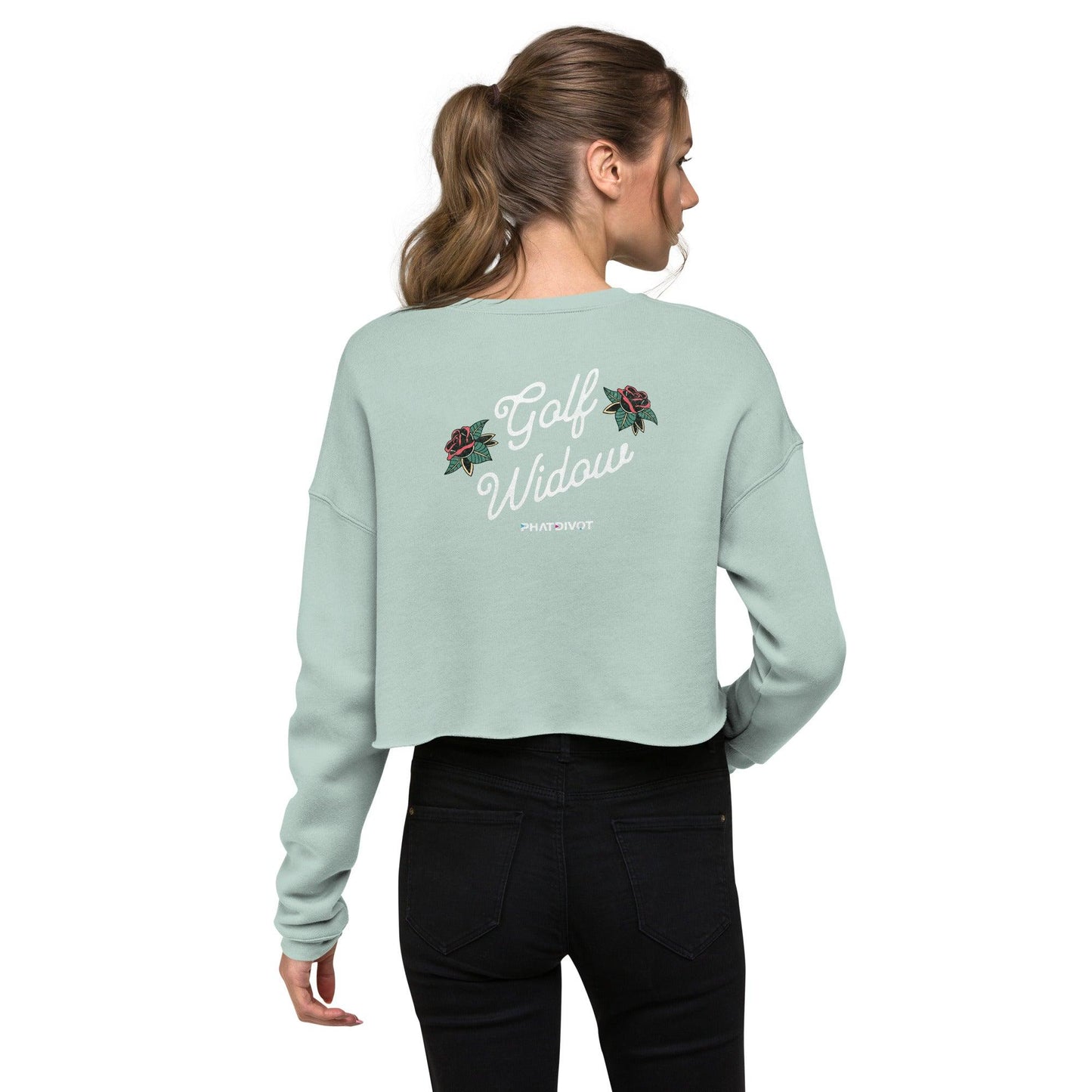 Phat Divot "Golf Widow" Women's Premium Graphic Cropped Sweatshirt - Phat Divot